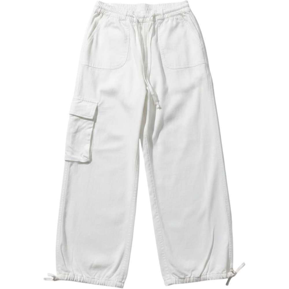 Sincerely Jules Wide Leg Tencil Cargo Pants Women S White Drawstring Utility - Picture 1 of 5